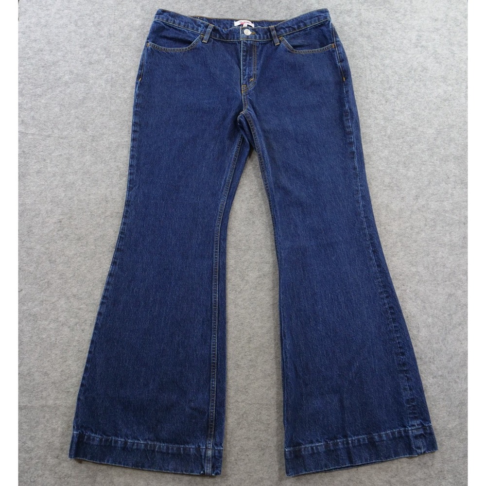 RE/DONE Womens 32 Blue 70s Low Rise Bell Bottom Jeans Heritage Rinse Flare Denim